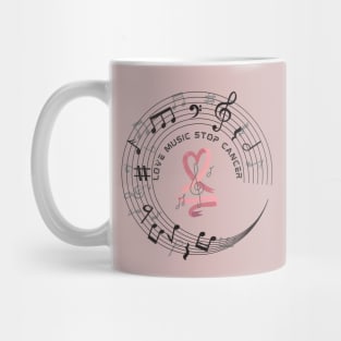 LOVE MUSIC STOP CANCER - Circle of musical notes Mug